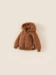Winter hooded jacket for boys with warm fleece lining and embroidered BOBO design
