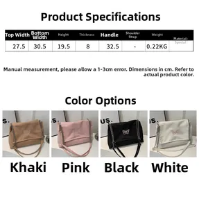 Detailed size specifications for the stylish chain shoulder bag with butterfly embroidery