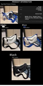 Vue détaillée du sac en tissu Oxford comparant la taille avec un téléphone portable