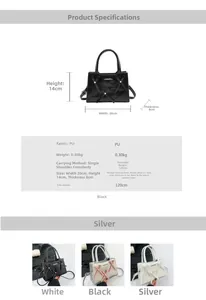 Spécifications détaillées de taille pour le sac à main en PU avec dimensions