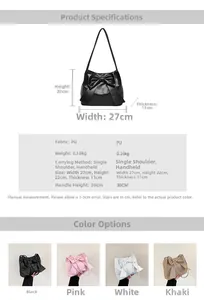 Spécifications de taille et choix de couleurs pour le grand sac cabas à nœud en PU