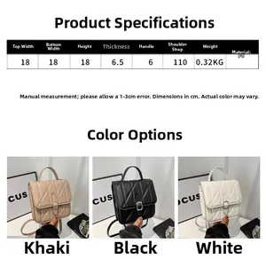 Detailed size guide and color options for the stylish PU leather crossbody handbag