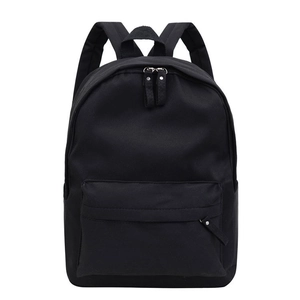 Sac à dos minimaliste en nylon noir pour étudiants avec grand compartiment et poche avant
