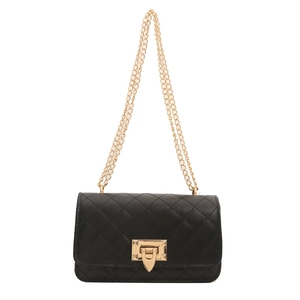 Sac bandoulière noir matelassé chic avec chaîne dorée et boucle de verrouillage en métal