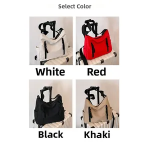 Vue détaillée des grands sacs en nylon disponibles en blanc, rouge, noir et kaki