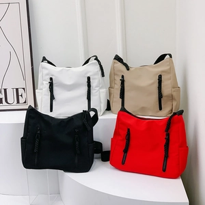 Sac Fourre-Tout en Nylon pour Femmes Grande Capacité Sac Bandoulière Décontracté avec Plusieurs Poches Couleur Unie Sac à Main