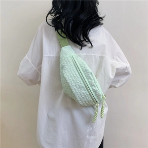 Korean Style Women Bubble Texture Chest Bag Casual Solid Color Fanny Pack With Adjustable Strap Crossbody Waist Bag