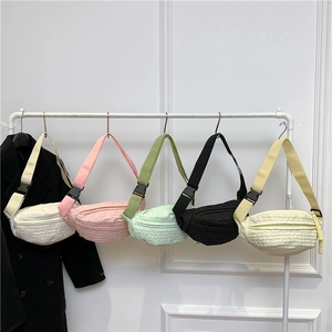 Minimalist textured bubble fabric chest bags in five colors with adjustable straps