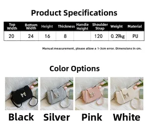 Detaillierte Maße und Farbauswahl für die stilvolle Mini-Quadrat-Handtasche mit Schleife