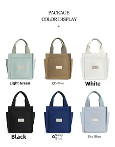 Canvas tote bags in six colors featuring an N logo patch and practical side pockets