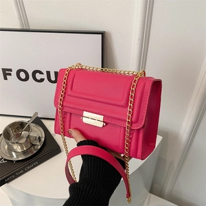 Women PU Leather Small Square Shoulder Bag Geometric Stitching Chain Strap Crossbody Bag Casual Daily Messenger Bag