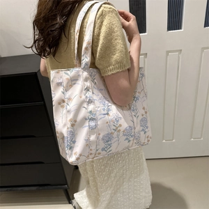 Grande borsa tote con stampa di ortensie blu per pendolari e borsa a mano alla moda