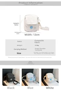 Größentabelle für kompakte Umhängetasche mit Maßen 16x12x6cm und technischen Daten