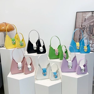 Women Fashion Bow Saddle Bag 2024 New Korean Contrast Color PU Leather Underarm Bag Single Shoulder Handbag For Daily Commuting