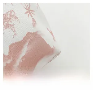 Macro detail of high-quality white nylon fabric with red abstract landscape patterns