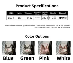 Größentabelle mit Maßen für karierte Tragetasche mit rosa Schleife und Farboptionen