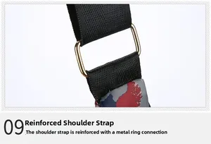 Detail showing the reinforced nylon shoulder strap and sturdy metal hardware of the floral bag