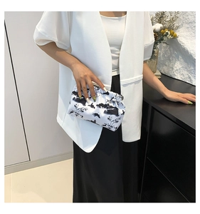 Detail of nylon pouch with traditional Chinese ink wash landscape painting pattern