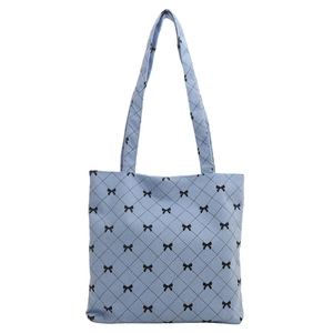 Sac fourre-tout en velours côtelé bleu clair avec motifs nœuds et coutures matelassées