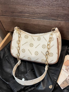 Sac hobo chic à imprimé lettres avec chaîne dorée et large bandoulière amovible