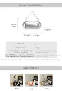 Tabla de tallas detallada para el bolso tote de PU 31x16x15cm con tres opciones de colores
