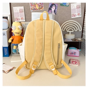 Detail showing adjustable shoulder straps and anti-theft back pocket on nylon backpack