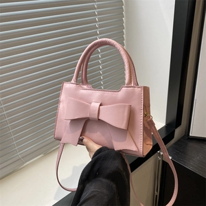 Women Fashion PU Leather Handbag With Large Bowknot Sweet Style Shoulder Crossbody Bag For Daily Travel Shopping Trip