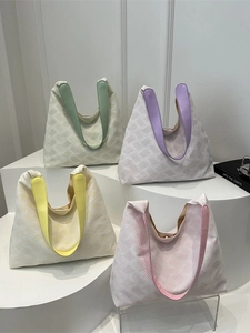 Chic bubble texture large capacity tote bags in pastel colors for women shoulder carry