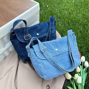 Vintage Denim Canvas Shoulder Bag Large Capacity Crossbody Messenger Bag Retro Casual Tote Bag For Women Daily Commute