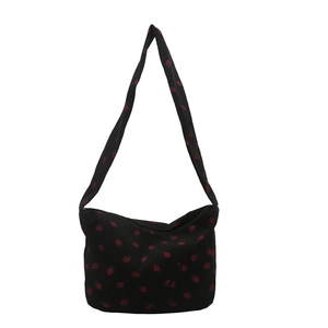 Sac fourre-tout minimaliste en velours côtelé noir avec motif fraise pour le quotidien