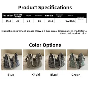 Detailed size guide and dimension parameters for the large canvas tote bag with patterns