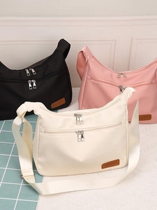 Large Capacity Nylon Shoulder Bag Lightweight Casual Crossbody Bag Multi Zipper Pockets Fashion Minimalist Hobo Bag