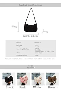 Tableau des tailles et sacs en tissu à imprimé fraise en quatre couleurs variées