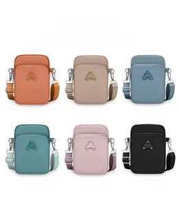 Detailed grid showing multi-color water-resistant nylon crossbody bags with adjustable straps