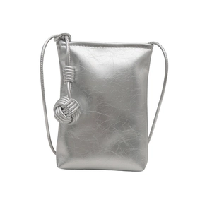 Sac bandoulière argenté chic pour téléphone avec bandoulière nouée pour femme