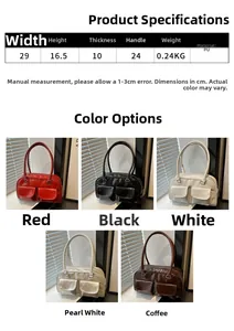 Guide des tailles détaillé et caractéristiques de ce sac à main en cuir PU élégant
