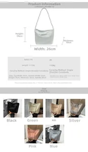 Detailed size chart and multi-color options for lightweight minimalist women PU tote bag