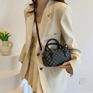 Retro geometric pattern square crossbody bag with top handles for summer fashion