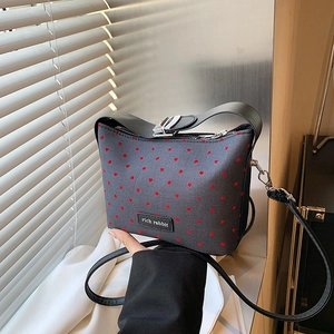 Sac Oreiller en Cuir PU Tendance pour Femmes Imprimé Étoile Coeur Pois Sac Bandoulière Petit Sac à Main Cabas pour Assortiment Quotidien
