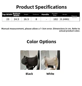 Detaillierte Größentabelle für die minimalistische Achseltasche und kleine Handtasche