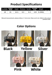Detailed dimensions and color options for the stylish PU leather bow handbag with strap