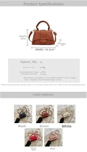 Spécifications détaillées des dimensions du mini sac bandoulière en similicuir PU