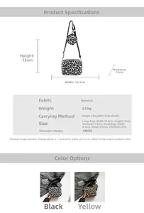 Dimensions et détails de l'ensemble sac à bandoulière léopard avec petit sac rond