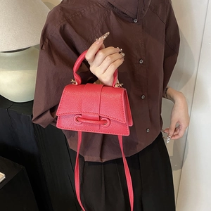 Mini Sac à Épaule en Cuir PU Texture Litchi Pour Femme Sac à Main Carré Rétro Avec Bandoulière Réglable Sacoche Quotidienne