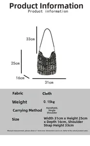 Guide des tailles détaillé et spécifications pour le sac fourre-tout en toile à fleurs