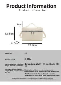 Detailed size specifications for the lychee pattern faux leather handbag and crossbody bag