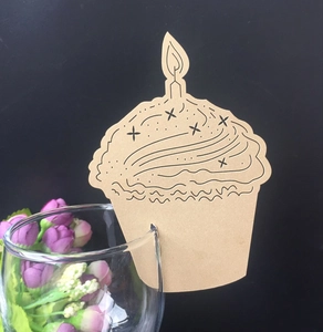 Laser cut butterfly seating cards in kraft paper cupcake shape for party glass decoration