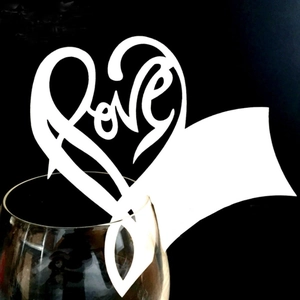 Heart Shaped Love Laser Cut Artificial Pearl Paper Place Cards For Wedding Party Cup Rim Decoration Hollow European Style Table Decor