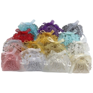 Laser-cut butterfly hollow candy boxes with ribbons in multiple colors for party favors