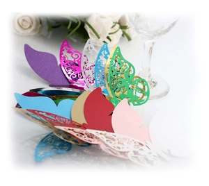 Golden 3D laser cut butterfly place cards for wedding table and wall decoration